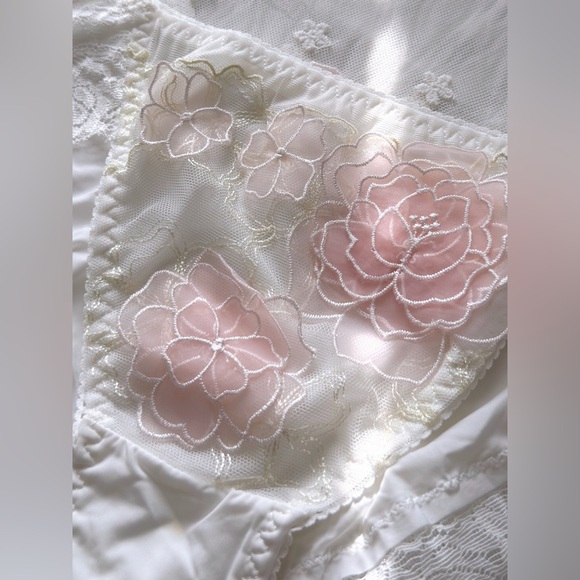 US-32C Japanese 3D Sakura Layers Floral Embroidered Bra & Panty Set Cute Pink - Picture 11 of 15